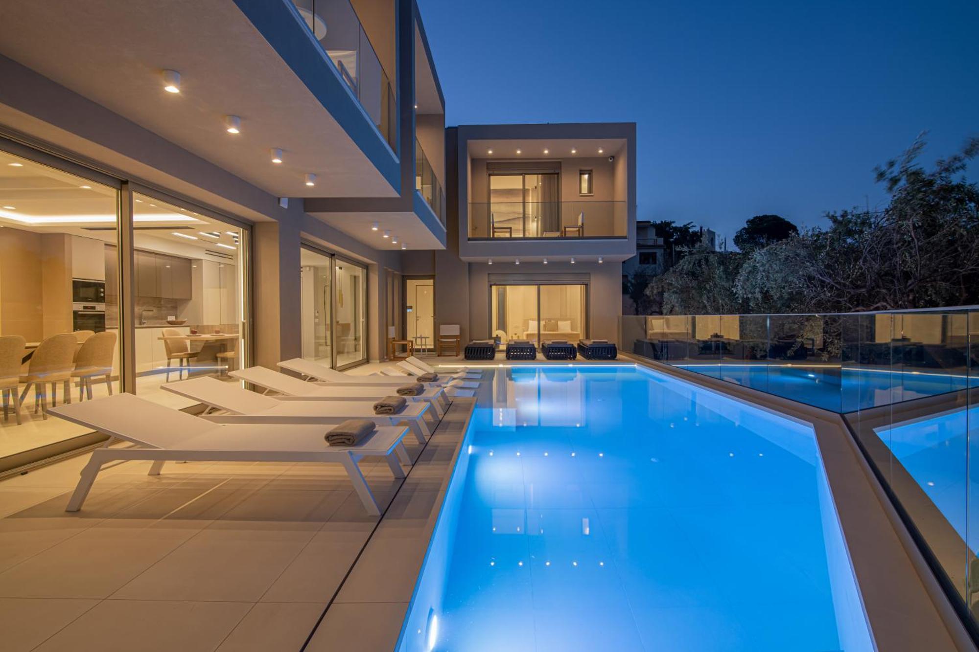 Beachfront Villa Edem Dedicated Beach Space - Heated Pool Agios Nikolaos  Exterior photo